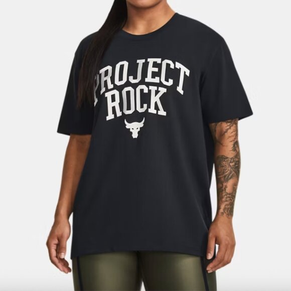 EUC Under Armour Women's Project Rock Heavyweight Campus T-Shirt in Black XL - Picture 1 of 7